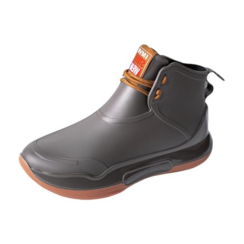 Gummistiefeletten Damen Gefüttert Übergangsschuhe Paar Regenschuhe für Draußen,Vielseitige Wasserschuhe,Dicke Sohle,Bequem,Rutschfest,Origineller Kurzer Regenstiefel für Augenstern (Grey,42) von Generisch