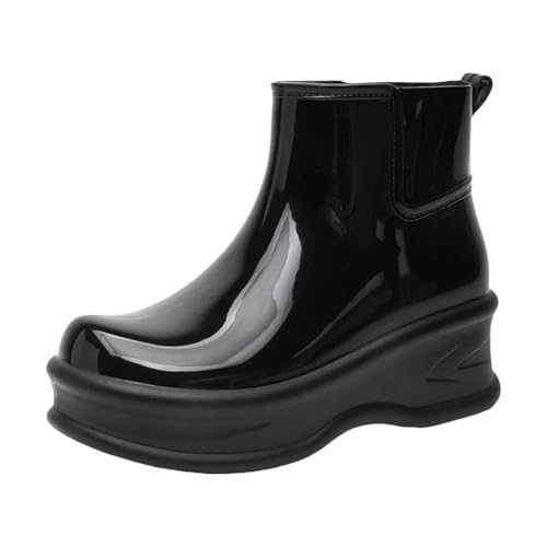 Gummistiefeletten Damen Schuhe Wasserdicht Modische Regenstiefel für Männer und Frauen,rutschfeste Regenschuhe für die Arbeit im Freien,Angeln,Reisen Damen Gummistiefel Wasserfeste (Black,38) von Generisch