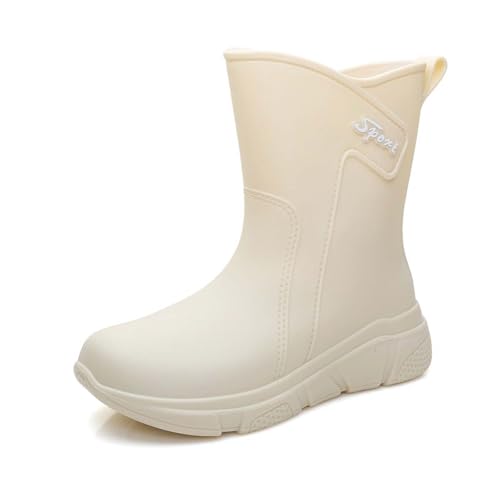 Gummistiefeletten Damen Stiefeletten Flach Schuhe Wasserdicht Fall Boots Herbst Winter Gummistiefel Gefüttert Ankle Regenfeste Regenstiefeletten Schneestiefel Für Mädchen von Generisch