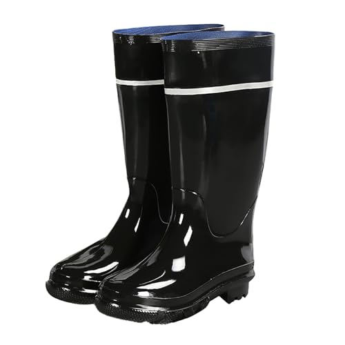 Gummistiefeletten Damen Wasserdicht Boots Hohe Regenschuhe Herren Pvc Gummischuhe In Der Röhre Wasserschuhe Hersteller Männliche Arbeit Rutschfeste Sehnensohlen Regenstiefel Fahrrad Schuhe (H,41) von Generisch