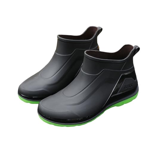 Gummistiefeletten Herren Leicht Regenschuhe Herren Wasserdicht Kurz, Stiefeletten rutschfest Gummistiefeletten Cozy Ankle Boots Weitschaft Regenstiefel Einfarbig Stiefeletten Garten Stiefel von Generisch