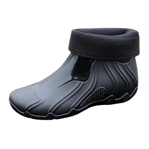 Gummistiefeletten Wasserdichte Stiefel Damen Men'S Spring Summer Autumn And Winter Short Sleeved Cotton Detachable And Washable Outdoor Fashion Work Fishing Car Wash Fahrrad Schuhe Herren (Black,42) von Generisch