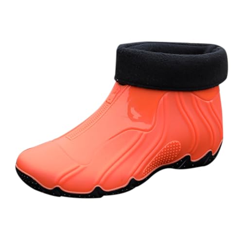 Gummistiefeletten Wasserdichte Stiefel Damen Men'S Spring Summer Autumn And Winter Short Sleeved Cotton Detachable And Washable Outdoor Fashion Work Fishing Car Wash Fahrrad Schuhe Herren (Orange,41) von Generisch