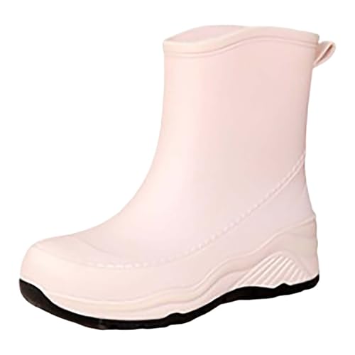 Gummistiefeletten Wetterfeste Schuhe Damen Short Rain Boots for Womens Ankle Rainboot Garden Boot Ladies Rubber Outside Work With Comfort Schuhe Damen Boots (White,37) von Generisch