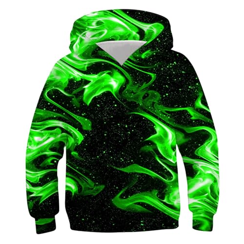 Generisch Hoodie Junge Langarmshirt Kinder Pullover Bedrucktes Kapuzenpullover Coole Sweatshirt Warm Klamotten Mode Kleidung Sportshirt Regular Bekleidung Oberteile Long Sleeve Top Grün, 13 Jahre von Generisch