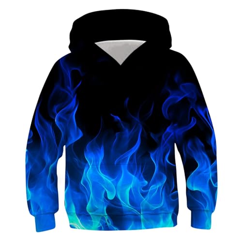 Generisch Hoodie Junge Langarmshirt Kinder Pullover Bedrucktes Kapuzenpullover Coole Sweatshirt Warm Klamotten Mode Kleidung Sportshirt Regular Bekleidung Oberteile Long Sleeve Top Blau, 7 Jahre von Generisch