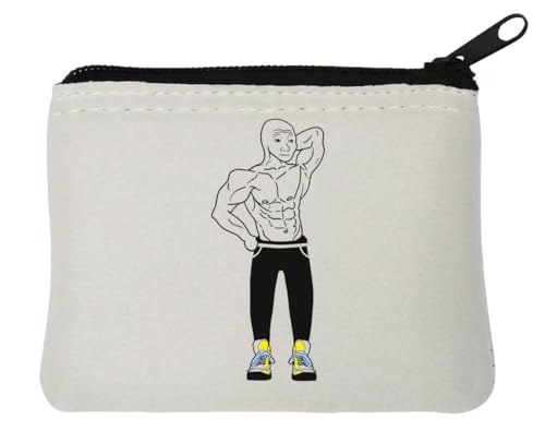 Gym Wojak Feels Guy Flexing Meme Neopren-Geldbörse, 10 x 11 cm, Weiß Gym Wojak Feels Guy Flexing Meme Neopren-Geldbörse, 10 x 11 cm, Weiß von Generisch