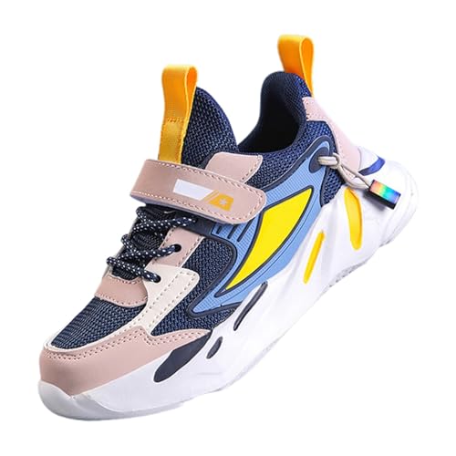 Gymnastikschuhe Mädchen Kinder Frühling Mesh Laufschuhe Atmungsaktive Slip Dicke Sohle Für Studenten Sport Freizeit (Dark Blue, 36 Big Kids) von Generisch