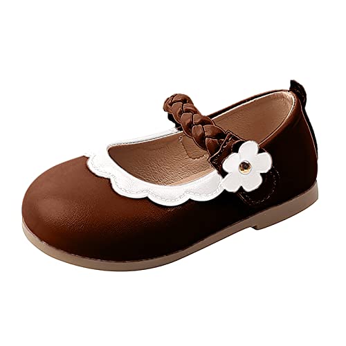 Gymnastikschuhe Mädchen Kinder beschuht Flache Kinder Entwurfs-schöne Kinderleder-Mädchen-Prinzessin-Kleid-Schuhe (Brown, 28 Little Child) von Generisch