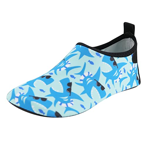 Gymnastikschuhe Mädchen Kinder dünne atmungsaktive Schwimmschuhe Wasserpark Cartoon Gummisohlen Strand Socken Schuhe Haut Tauchen Schuhe (Blue, 31.5 Little Child) von Generisch