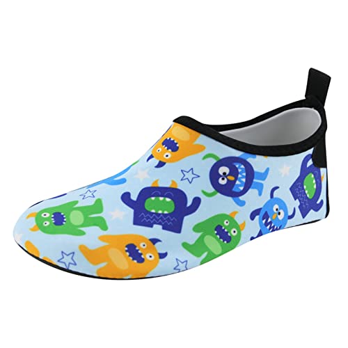 Gymnastikschuhe Mädchen Kinder dünne atmungsaktive Schwimmschuhe Wasserpark Cartoon Gummisohlen Strand Socken Schuhe Haut Tauchen Schuhe (Sky Blue, 24 Toddler) von Generisch