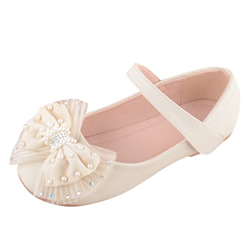 Gymnastikschuhe Mädchen Kinderschuhe Mode Kleine Lederschuhe Baby Kinder Prinzessin Schuhe Spitze Schleife Kinder Sandalen (Beige, 30 Little Child) von Generisch