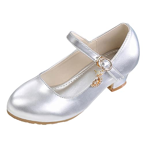 Gymnastikschuhe Mädchen Mädchenschuhe Kleine Lederschuhe Einzelschuhe Kinder Tanzschuhe Mädchen Performance Schuhe (Silver, 31.5 Little Child) von Generisch