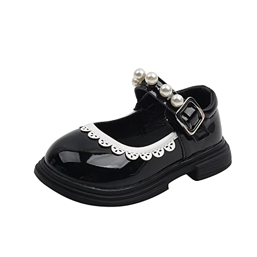 Gymnastikschuhe Mädchen Mode Kleinkind Mädchen Freizeitschuhe Dicke Sohle runde Zehenschnalle Kleid Schuhe (Black, 28.5 Little Child) von Generisch