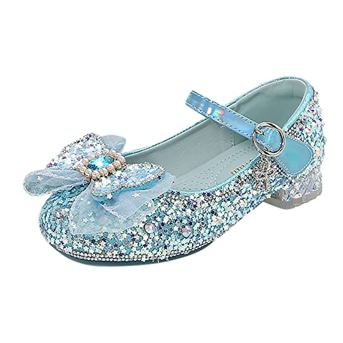 Gymnastikschuhe Mädchen Mode Kleinkind Mädchen Freizeitschuhe Dicke Sohle runde Zehenschnalle Kleid Schuhe (Blue, 33.5 Big Kids) von Generisch