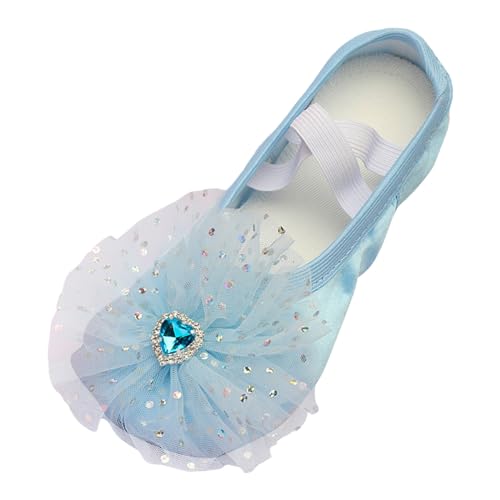 Gymnastikschuhe Mädchen Tanzschuhe Ballettschuhe Rutschfeste Performance Schuhe Turnschläppchen Mädchen Hochzeitsschuhe Glitzer Schuhe Modische Tanzschuhe Für Ballett Bequeme (b-Blue, 30 Little Child) von Generisch