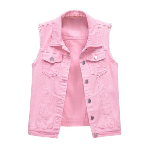 HUIFUAO Ärmellose Denim-Jacken für Damen, Übergröße, Jeans-Weste, Knopfleiste, Revers, Weste, Tanktops mit Tasche, Vintage-Weste, Rosa, M HUIFUAO Ärmellose Denim-Jacken für Damen, Übergröße, Jeans-Weste, Knopfleiste, Revers, Weste, Tanktops mit Tasche, Vintage-Weste, Rosa, M von Generisch