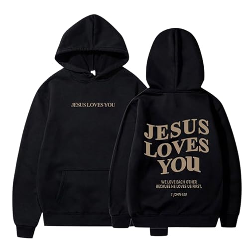 HUIFUAO God Is Within Her She Will Not Fall Christian Hoodies für Frauen UK Oversized Jesus Hoodie für Frauen Übergröße Sweatshirts für Frauen Langarm Damenpullover mit Tasche, Z01 Schwarz, XS von Generisch