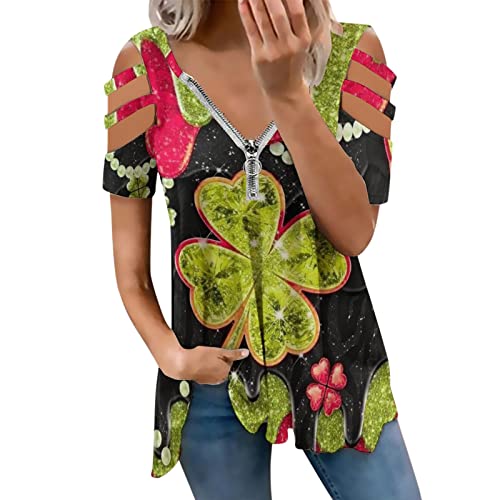 HUIFUAO St. Patricks Day T-Shirt für Damen, St. Patrick's Day, Hemd, grüner Kleeblatt-Pullover, kurzärmeliges T-Shirt für Damen, St. Patrick's Day Tops, AG, XXL HUIFUAO St. Patricks Day T-Shirt für Damen, St. Patrick's Day, Hemd, grüner Kleeblatt-Pullover, kurzärmeliges T-Shirt für Damen, St. Patrick's Day Tops, AG, XXL von Generisch