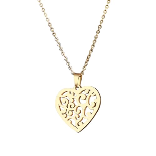 HYJYGM Halskette aus Edelstahl für Damen und Herren, Blumenherz, Choker-Anhänger, Halskette, Schmuck für Sie, modisches Accessoire, kreatives Geschenk von Generisch