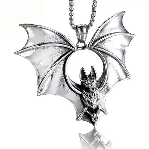 HYJYGM Halskette mit Fledermaus-Anhänger aus schwarzem Emaille, Vampirfledermaus, Edelstahl, für Herren, Modeschmuck, kreatives Geschenk von Generisch