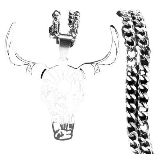 HYJYGM Modische Cowboy-Halskette mit Tier-Anhänger für Damen und Herren, Edelstahl, Farbe mexikanischer Kuhschmuck, Größe, Edelstahl, kein Edelstein von Generisch