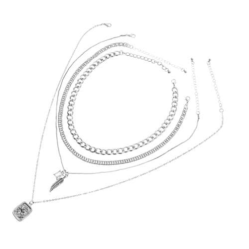 HYJYGM Personalisierte Hip Hop Mehrschichtige Halskette mit Engelsflügel-Anhänger Punk Schlüsselbein Kette für Männer u von Generisch