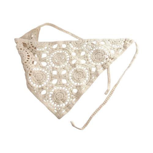 Haarband Tuch - Boho Bandana für Damen,Elastisch Häkelblumen Gänseblümchen Leichtes Rutschfestes Kopftuch für Yoga Festival von Generisch