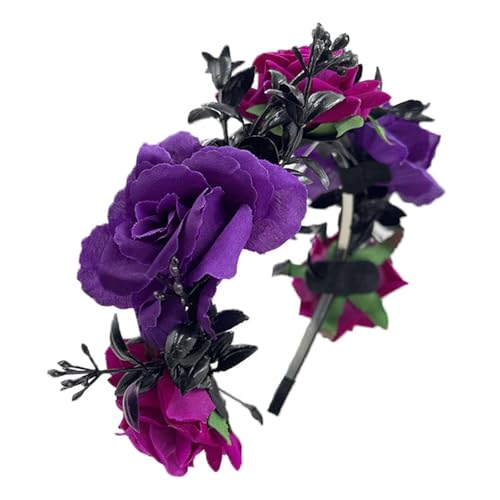 Haarband mit Rosenblüten für Frauen, Zweig, Hochzeitskranz, Stirnband, Tag der, mexikanisches Halloween, Hochzeitsfest, Kopfbedeckung Stirnband Karneval Herren (JN, One Size) von Generisch