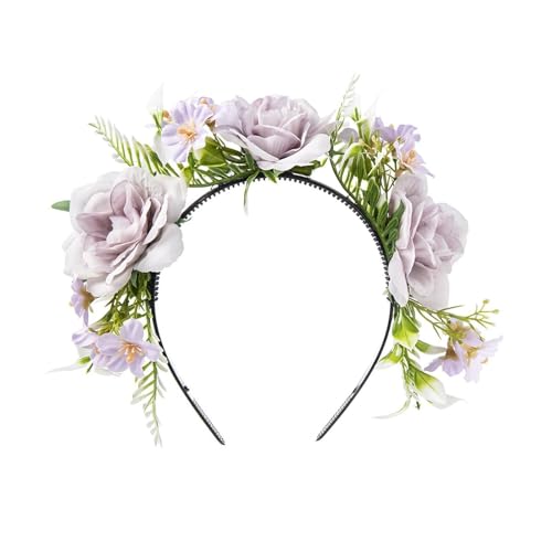 Haarband mit Rosenblüten für Frauen, Zweig, Hochzeitskranz, Stirnband, Tag der, mexikanisches Halloween, Hochzeitsfest, Kopfbedeckung Stirnband Karneval Herren (K, One Size) von Generisch