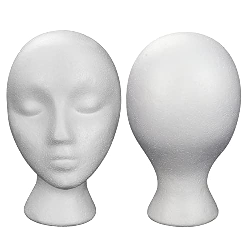 Haare Pflege Damen Mannequin Wig Display Glass Holder Foam Stand Head With Stand Cap Head Wig Wigs Model Female Praktischer Drop Shampoo Pack (white, One Size) von Generisch