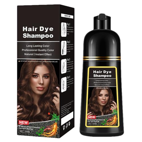 Haarfärbem Shampoo, 500 ml Haarfarbe Shampoo für graue Haare Abdeckung, langlebige natürliche Farb Shampoos für Männer Frauen Farben in 10-15 Minuten von Generisch