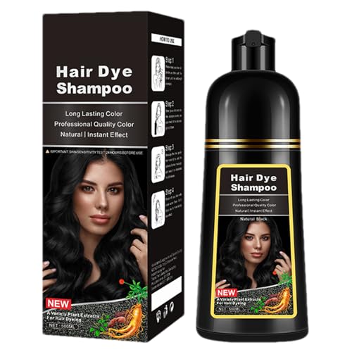 Haarfärbem Shampoo, 500 ml Haarfarbe Shampoo für graue Haare Abdeckung, langlebige natürliche Farb Shampoos für Männer Frauen Farben in 10-15 Minuten von Generisch