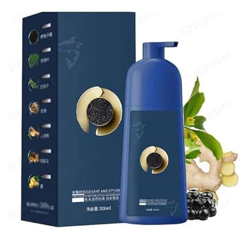 Haarfarbshampoo, Caviar Protein Haarfärbeshampoo, Caviar Pflanzen Haarfärbemittel, Natürlich Langanhaltend Haarfärbecreme, Sofort Haarfarben Shampoo für Männer und Frauen (Dunkelbraun, 500ML) von Generisch