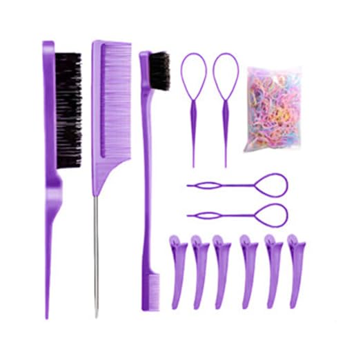 Haarkamm Set - Scheitelkamm | Tragbares Entwirr Set mit kleinen Kämmen und Haarbürste für Frauen und Mädchen für zu Hause und unterwegs zum täglichen Styling, Scheiteln und Flechten der Haare von Generisch