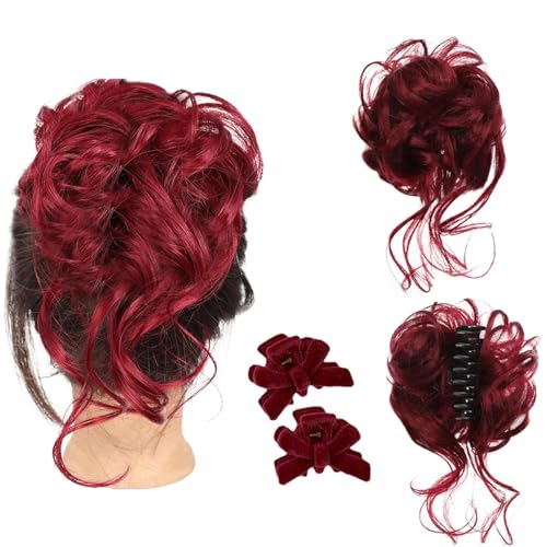 Haarklammer, unordentlicher Dutt, Haarteil, zerrissene Hochsteckfrisuren, Haarverlängerung, elastisches Band, gelocktes Haargummi für Damen, (B) von Generisch