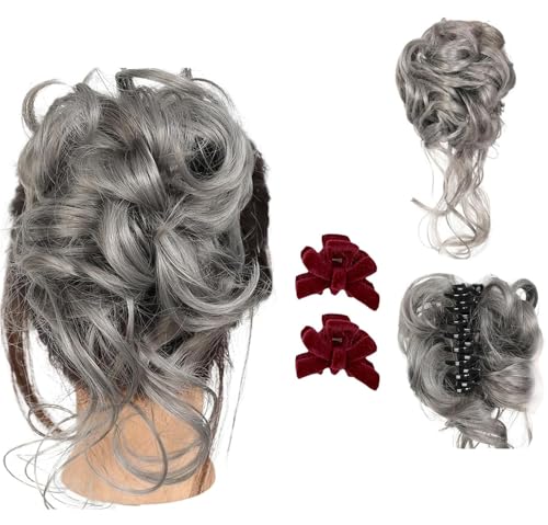 Haarklammer, unordentlicher Dutt, Haarteil, zerrissene Hochsteckfrisuren, Haarverlängerung, elastisches Band, gelocktes Haargummi für Frauen (C) von Generisch