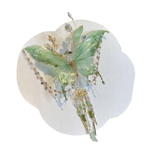 Haarklammern, glitzernde chinesische Haarspange, elegante Seidenschleife, glänzende Rose, Kopfbedeckung für Jugendliche, Mädchen, Festival, Cosplay, Freizeit, Alltag, Strandurlaub von Generisch