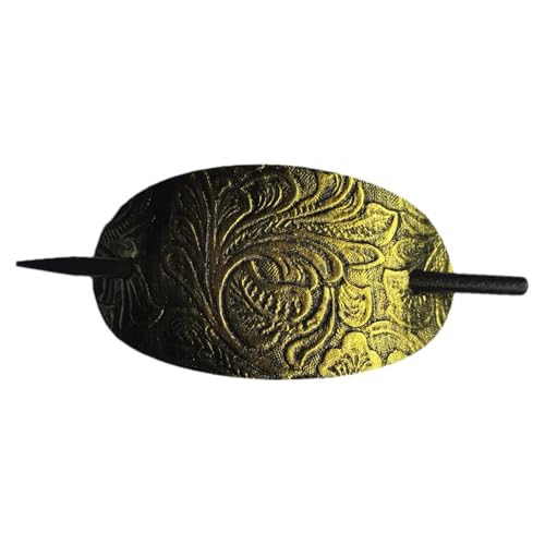 Haarnadeln aus Leder und Pferdeschwanz – Lederspange mit Stab | Haarspange aus Kunstleder | ovale Form aus Leder für Mädchen und Frauen von Generisch