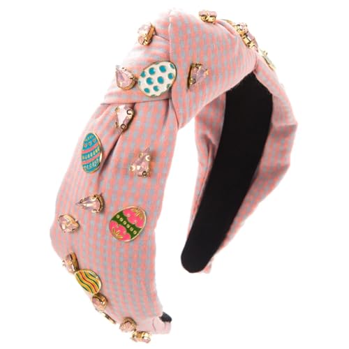 Haarreif für Damen und Mädchen, karierter Stoff, handgenäht, Legierung, Strass, Nieten, Feen-Haar-Accessoires, solides Pnnrk von Generisch