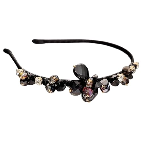Haarschmuck Dirndl, Dirndl Haarreif Damen, Trachten Strass Haarband Für Oktoberfest Accessoires Vintage Stirnband Kopfschmuck Festival Haarreifen Haarschmuck Mittelalter Hair Band Schwarz One Size von Generisch