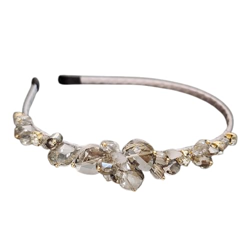 Haarschmuck Mittelalter, Dirndl Haarreif Damen, Trachten Strass Haarband Für Oktoberfest Accessoires Dünn Kopfschmuck Stirnband Mittelalter Haarschmuck Haarreifen Festival Hair Band Grau One Size von Generisch