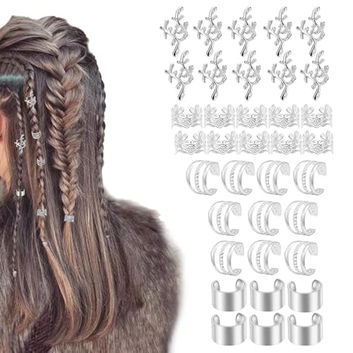 Haarschmuck für Zöpfe – 40 x Metall-Haar-Zöpfe, Dreadlock-Schmuck, Haarverlängerungsring-Set, dekorative Zöpfe, Ring-Manschetten, stilvoll für Dreadlock-Zubehör von Generisch