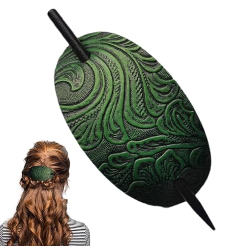 Haarspange aus Kunstleder, Pferdeschwanz-Haarspange für Damen, langes Haar, Leder-Haar-Accessoires, Leder-Haarspange mit Stab, Kunstleder-Haarspangen von Generisch