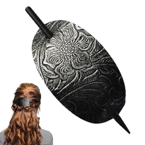 Haarspange mit Stab - Ovale Haarspangen aus Kunstleder - Haarspangen Stick Haarspange Haarstab Pferdeschwanz Haarnadel für langes Haar von Frauen von Generisch