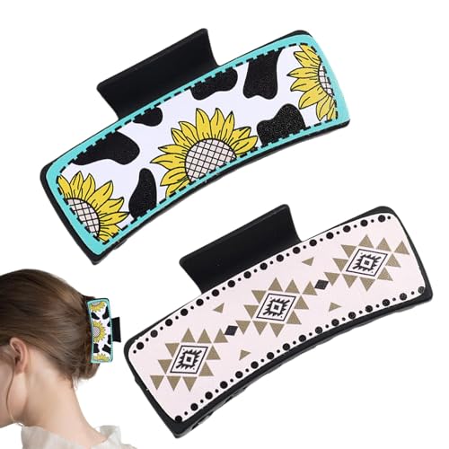 Haarspangen mit Western-Druck, Western-Leder-Haarklammern, mittelgroßes Haarklammer-Set für Damen, klassisches Western-Cowboy-Design, starker Halt, Haarklammern für Partys, Verabredungen, Ausgehen, von Generisch