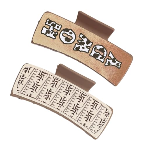 Haarspangen mit Western-Druck, quadratische Haarklammer, klassisches Cowboy-Design, Leder-Haarklammern, rutschfeste Klauenklammer, große und kleine Klauenklammern, perfekte Verwendung für alle Frauen Haarspangen mit Western-Druck, quadratische Haarklammer, klassisches Cowboy-Design, Leder-Haarklammern, rutschfeste Klauenklammer, große und kleine Klauenklammern, perfekte Verwendung für alle Frauen von Generisch