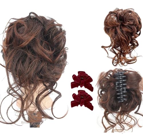 Haarteil mit Haarklammer, zerrissene Hochsteckfrisur, elastisches Band, gelocktes Haargummi für Damen (E) von Generisch