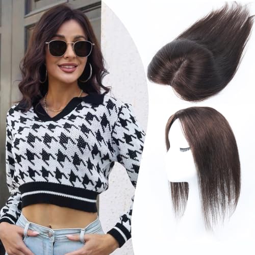 Haarteile für Frauen Echthaar Extensions Clip in Pony Echthaar Topper für dünner werdendes Haar 8 x 11 cm handgewebte Flächenabdeckung Schweizer Spitze natürliches Haarteil Dunkelbraun Haarteile für Frauen Echthaar Extensions Clip in Pony Echthaar Topper für dünner werdendes Haar 8 x 11 cm handgewebte Flächenabdeckung Schweizer Spitze natürliches Haarteil Dunkelbraun von Generisch