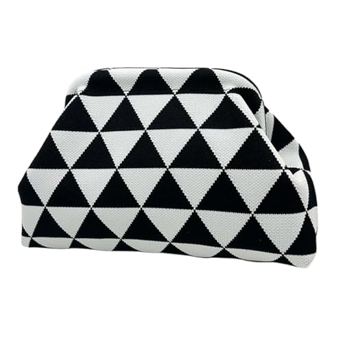 Häkel-Clutch, Knödeltasche, stilvolle, leichte Geldbörse, Clutch für Damen, Hochzeit, Abend, Urlaub, Sommer, legere Anlässe, Schwarzes , Refer to description von Generisch